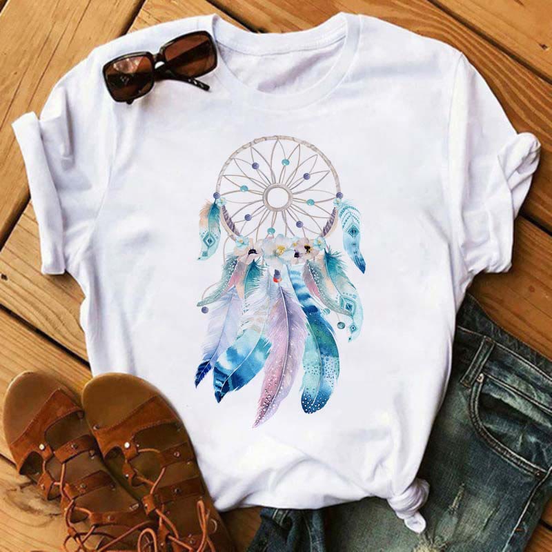 Olivenorma Cotton Dreamcatcher Printed T-Shirt - Blue Dreamcatcher - 2XL - image 0