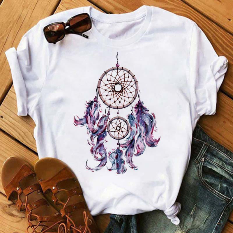 Olivenorma Cotton Dreamcatcher Printed T-Shirt - Purple Feather Dreamcatcher - 2XL - image 3