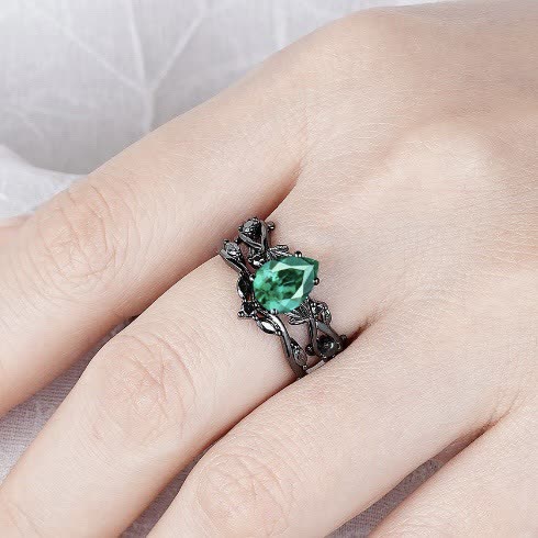 FREE Today:  Lucky Stone Aquamarine Leaf Engagement Ring Set - image 26