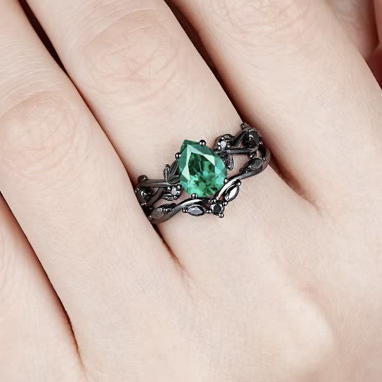 FREE Today:  Lucky Stone Aquamarine Leaf Engagement Ring Set - image 25