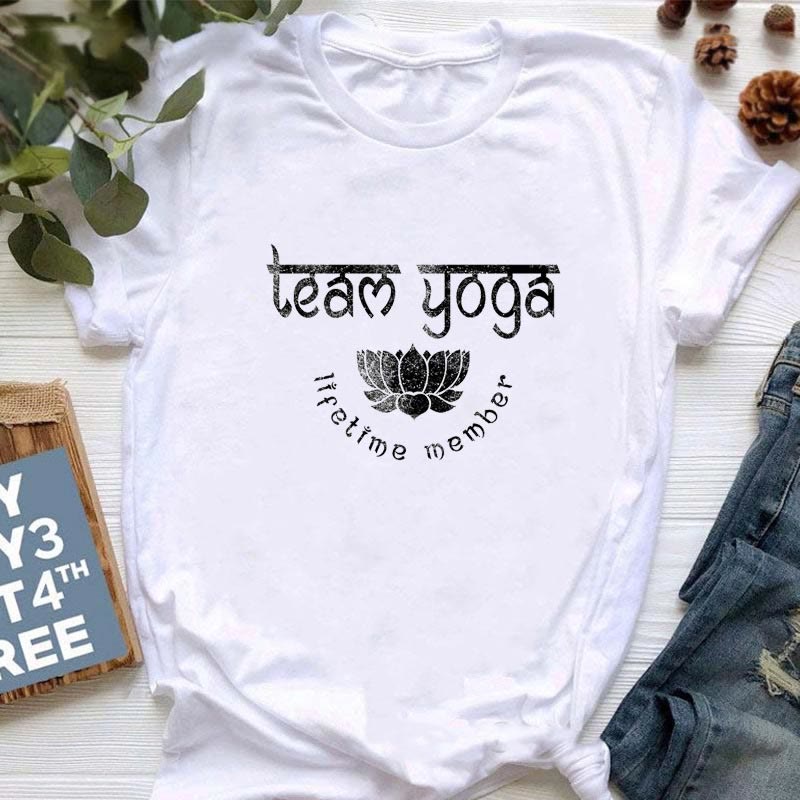 Olivenorma Meditation Hamsa Buddha Lotus Printed T-Shirt - Lotus - 2XL - image 8