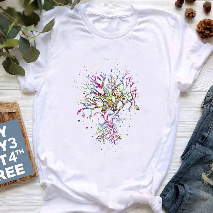 Olivenorma Buddha Yoga Meditation Top Colorful Printed T-Shirt