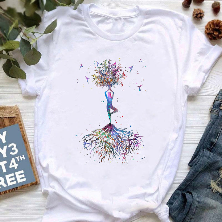 Olivenorma Buddha Yoga Meditation Top Colorful Printed T-Shirt - Tree of Life #2 - 2XL - image 8