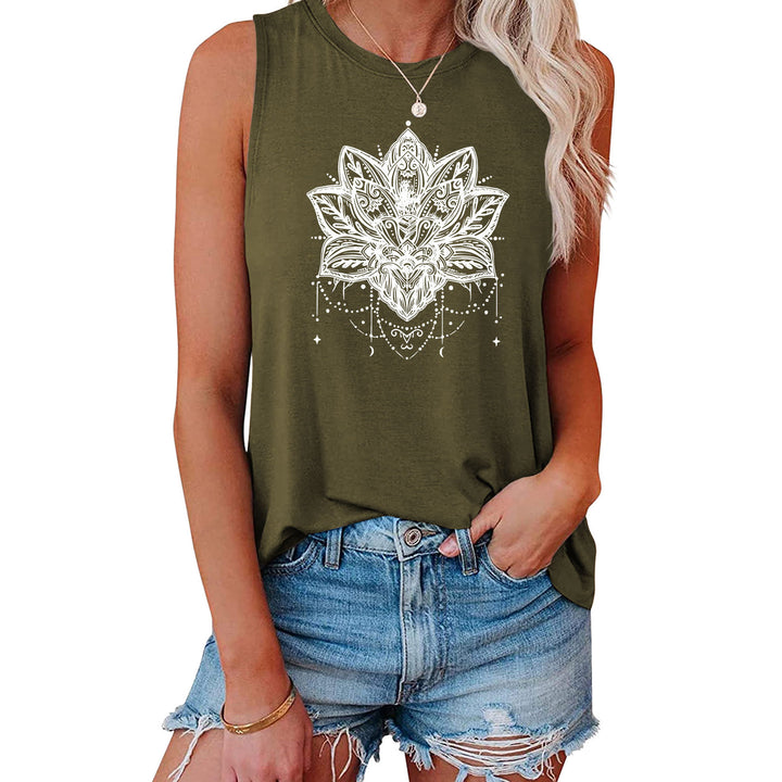 Olivenorma Lotus Printed Sleeveless Large Vest T-Shirt - Army Green - XL - image 15