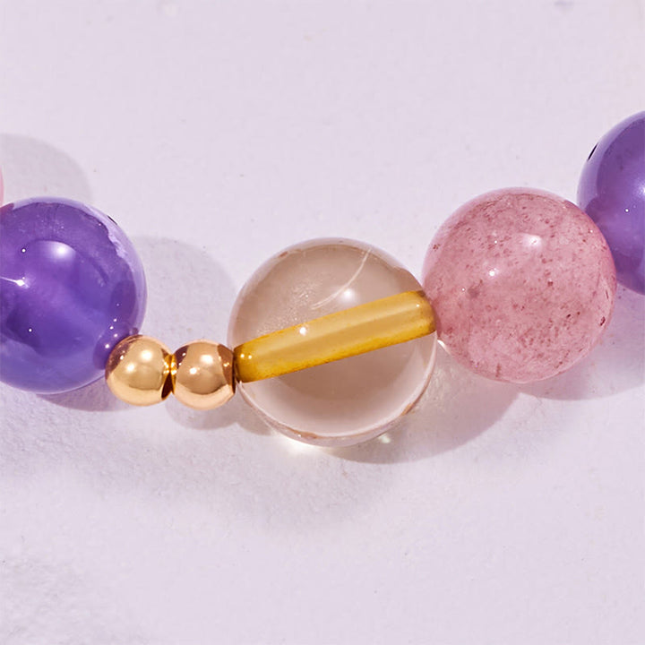 Olivenorma Amethyst Citrine Strawberry Quartz Beads Bracelet