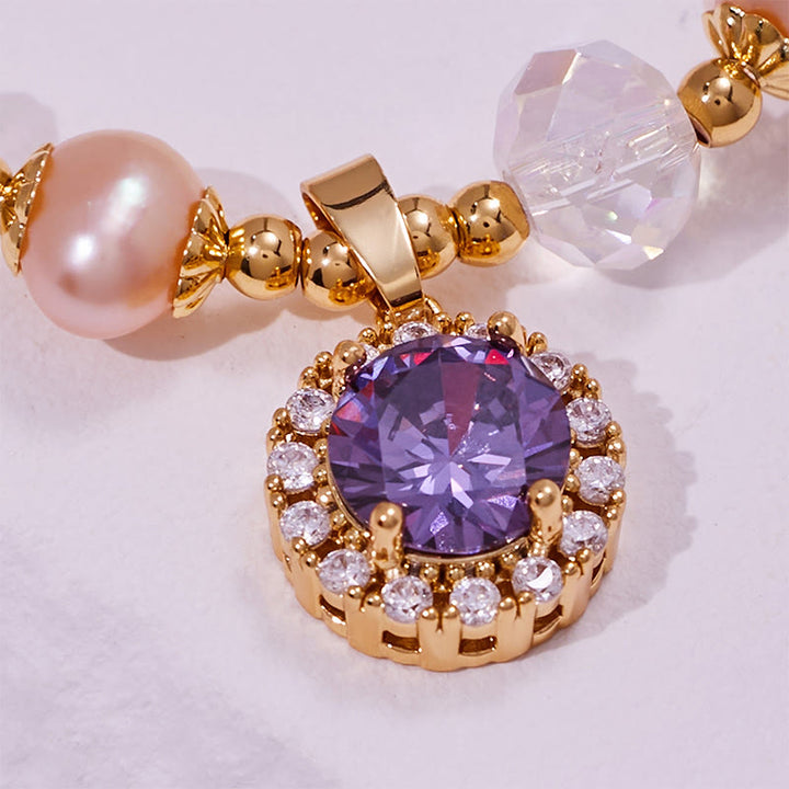 Olivenorma Freshwater Pearl Beads Amethyst Pendant Bracelet