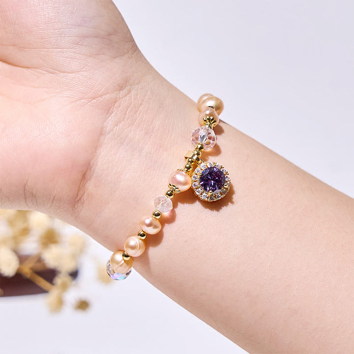 Olivenorma Freshwater Pearl Beads Amethyst Pendant Bracelet