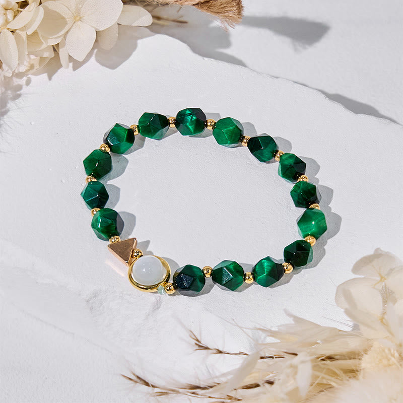 Olivenorma Faceted Green Tiger Eye Beaded Bracelet