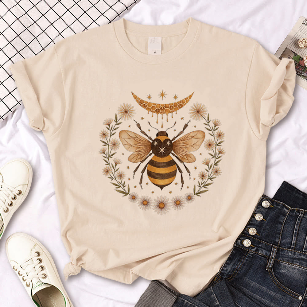 Olivenorma Witch Triple Moon Gothic Print Khaki T-Shirt - Moth - 2XL - image 17