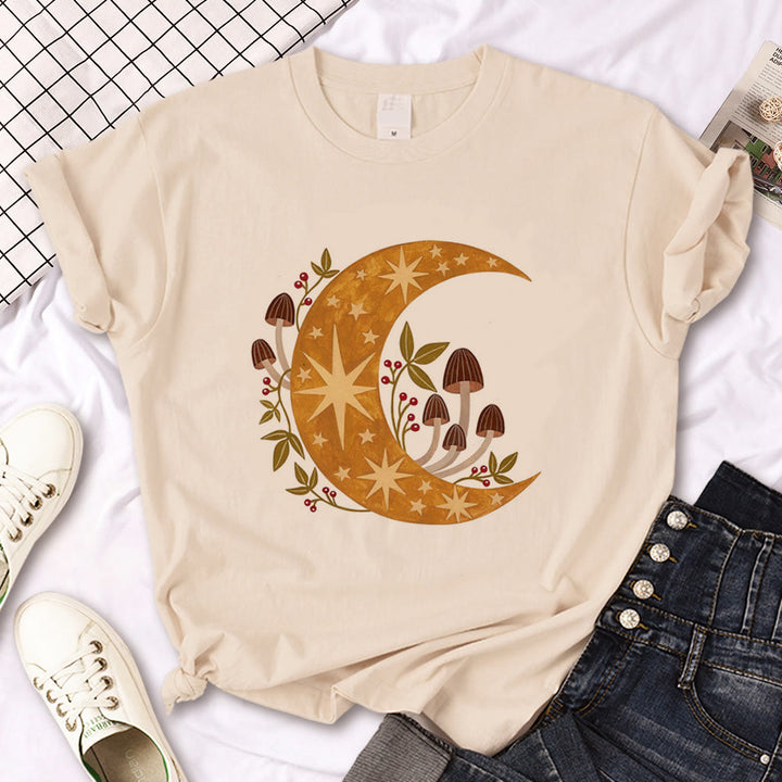 Olivenorma Witch Triple Moon Gothic Print Khaki T-Shirt - Moon & Mushroom - 2XL - image 7