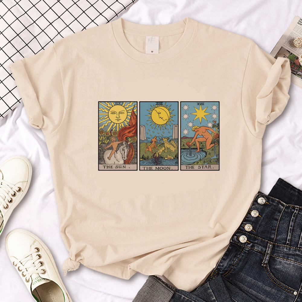 Olivenorma Witch Triple Moon Gothic Print Khaki T-Shirt - Tarot - 2XL - image 12