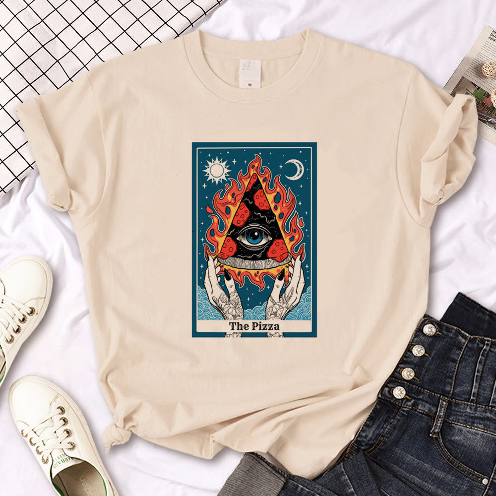 Olivenorma Witch Triple Moon Gothic Print Khaki T-Shirt - Tarot & The Pizza - 2XL - image 13
