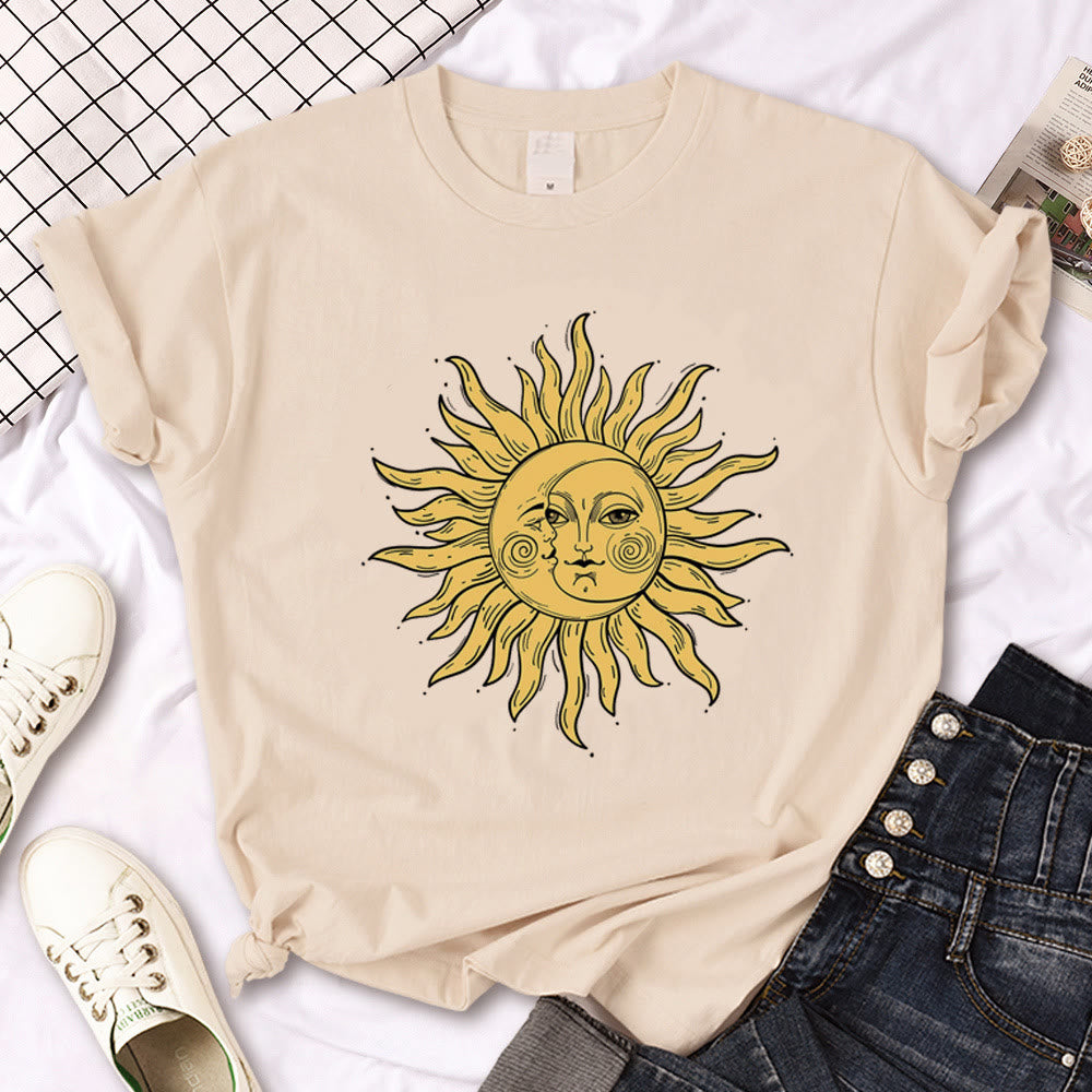 Olivenorma Witch Triple Moon Gothic Print Khaki T-Shirt - Yellow Sun Moon - 2XL - image 9