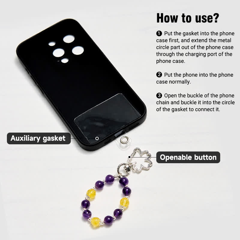 Olivenorma Amethyst & Citrine Keychain Crystal Phone Strap - image 4