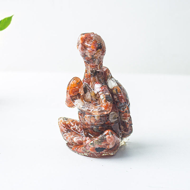 Olivenorma Crystal Epoxy Meditating Turtle Gemstone Decoration