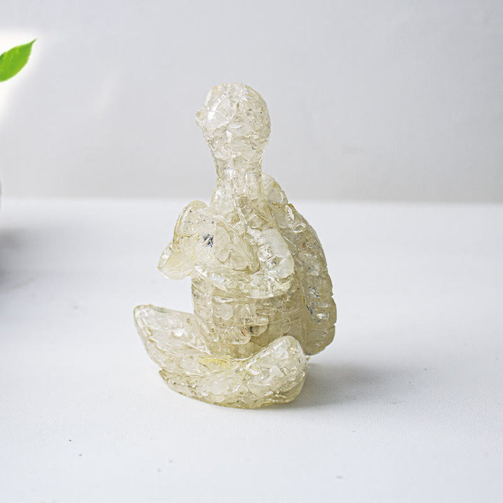 Olivenorma Crystal Epoxy Meditating Turtle Gemstone Decoration