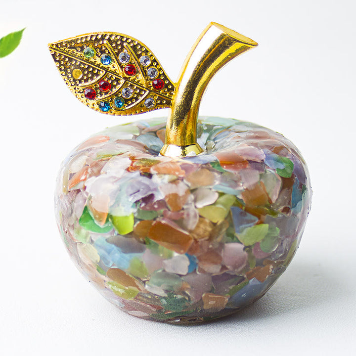 Olivenorma Crystal Epoxy Gold Leaf Apple Gemstone Decoration