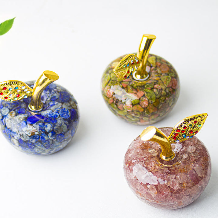 Olivenorma Crystal Epoxy Gold Leaf Apple Gemstone Decoration