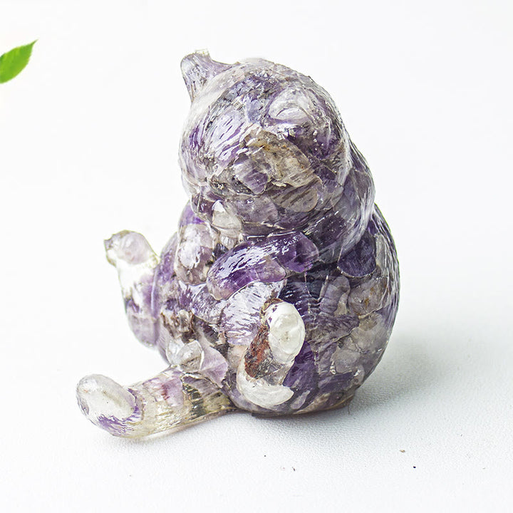 Olivenorma Crystal Epoxy Cat In Heat Gemstone Decoration