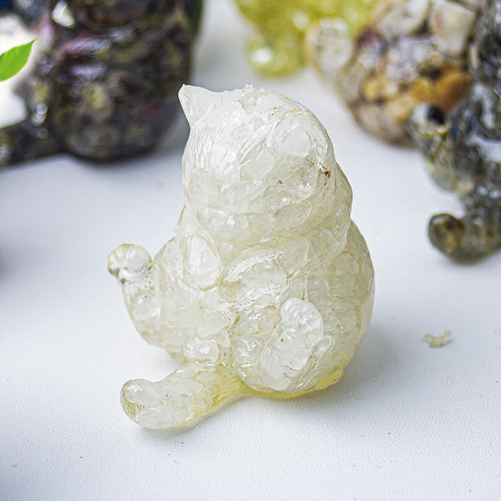 Olivenorma Crystal Epoxy Cat In Heat Gemstone Decoration