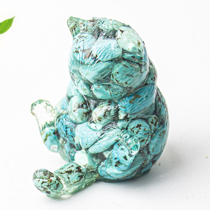 Olivenorma Crystal Epoxy Cat In Heat Gemstone Decoration