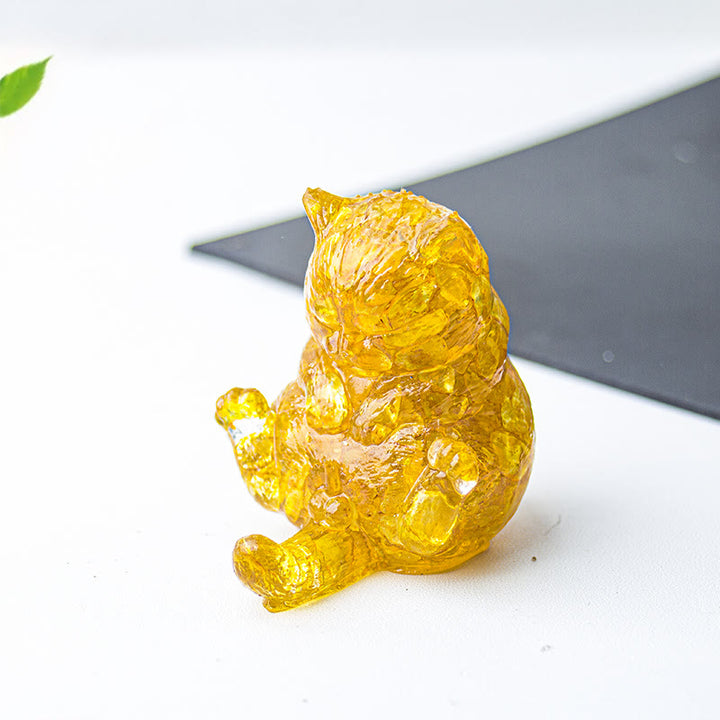 Olivenorma Crystal Epoxy Cat In Heat Gemstone Decoration