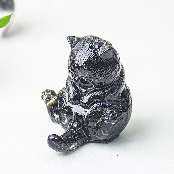 Olivenorma Crystal Epoxy Cat In Heat Gemstone Decoration