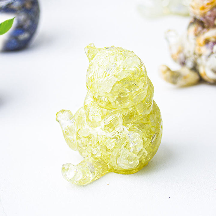 Olivenorma Crystal Epoxy Cat In Heat Gemstone Decoration
