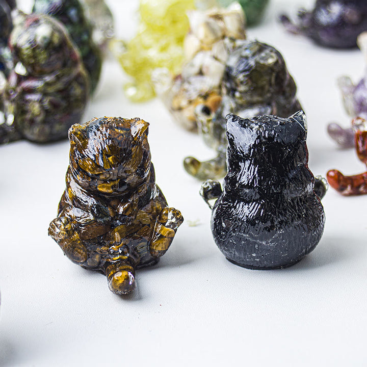 Olivenorma Crystal Epoxy Cat In Heat Gemstone Decoration
