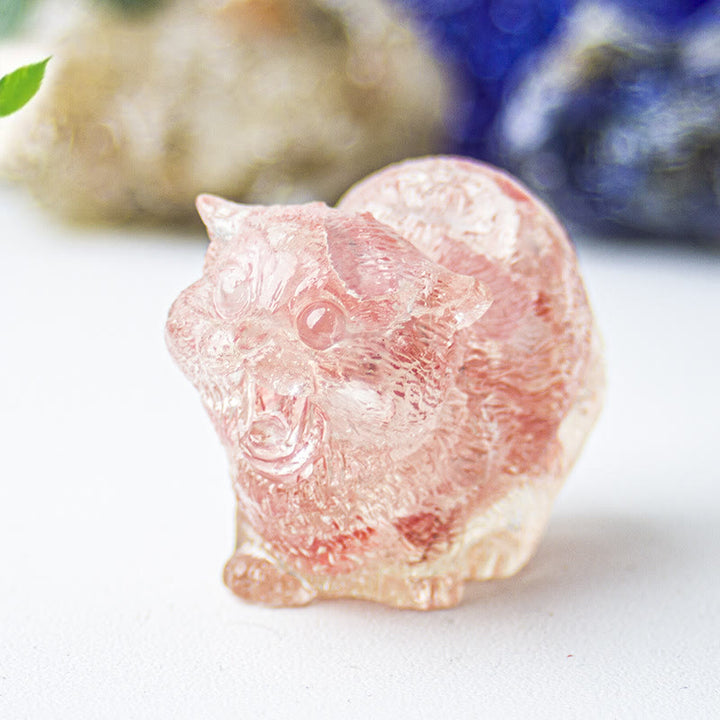 Olivenorma Crystal Epoxy Fighting Cats Gemstone Decoration