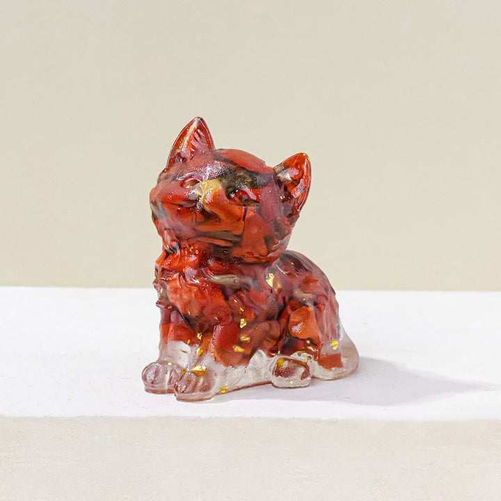 Olivenorma Lucky Charm Crystal Kitten Figurine Gemstone Decoration - Red Jasper - Pose 1 - image 28