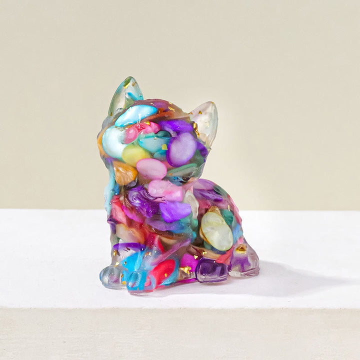 Olivenorma Lucky Charm Crystal Kitten Figurine Gemstone Decoration - Colored Shells - Pose 1 - image 41