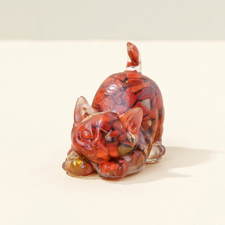 Olivenorma Lucky Charm Crystal Kitten Figurine Gemstone Decoration - Red Jasper - Pose 2 - image 29