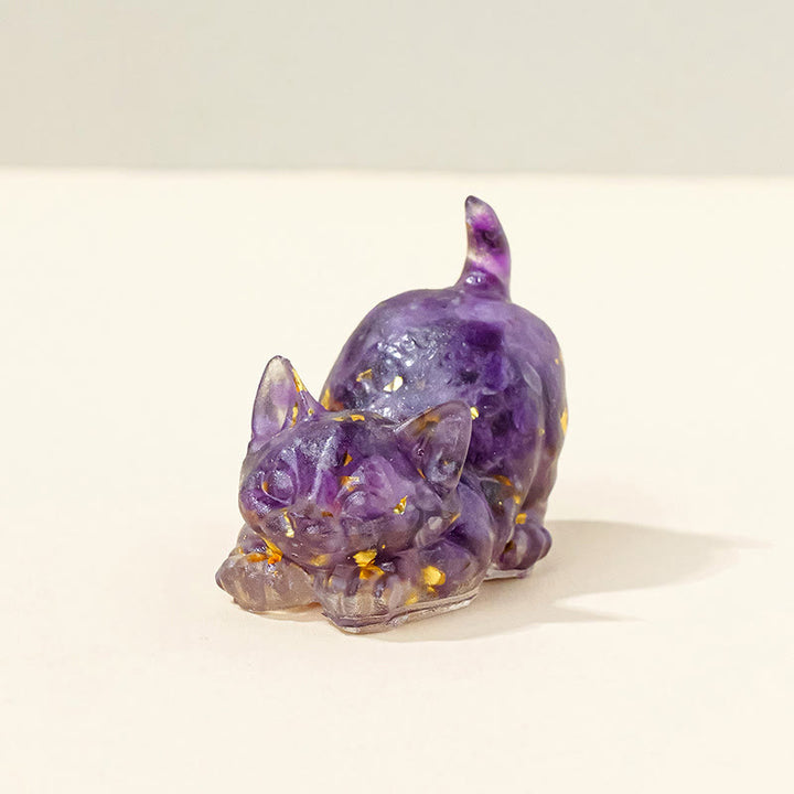 Olivenorma Lucky Charm Crystal Kitten Figurine Gemstone Decoration - Amethyst - Pose 2 - image 12