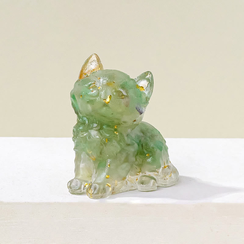 Olivenorma Lucky Charm Crystal Kitten Figurine Gemstone Decoration - Green Aventurine - Pose 1 - image 6