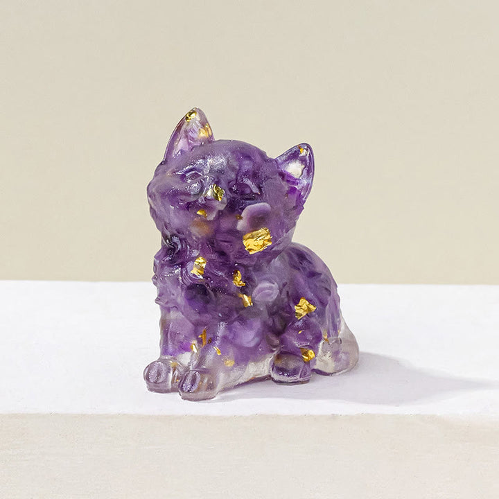 Olivenorma Lucky Charm Crystal Kitten Figurine Gemstone Decoration - Amethyst - Pose 1 - image 11