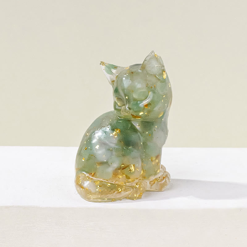 Olivenorma Lucky Charm Crystal Kitten Figurine Gemstone Decoration - Green Aventurine - Pose 3 - image 8