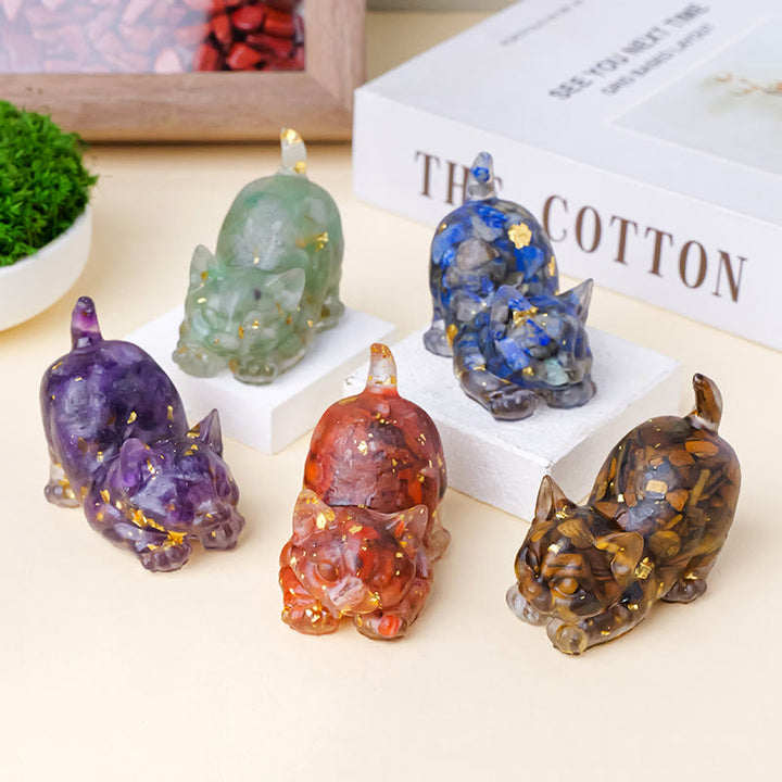 Olivenorma Lucky Charm Crystal Kitten Figurine Gemstone Decoration - image 3