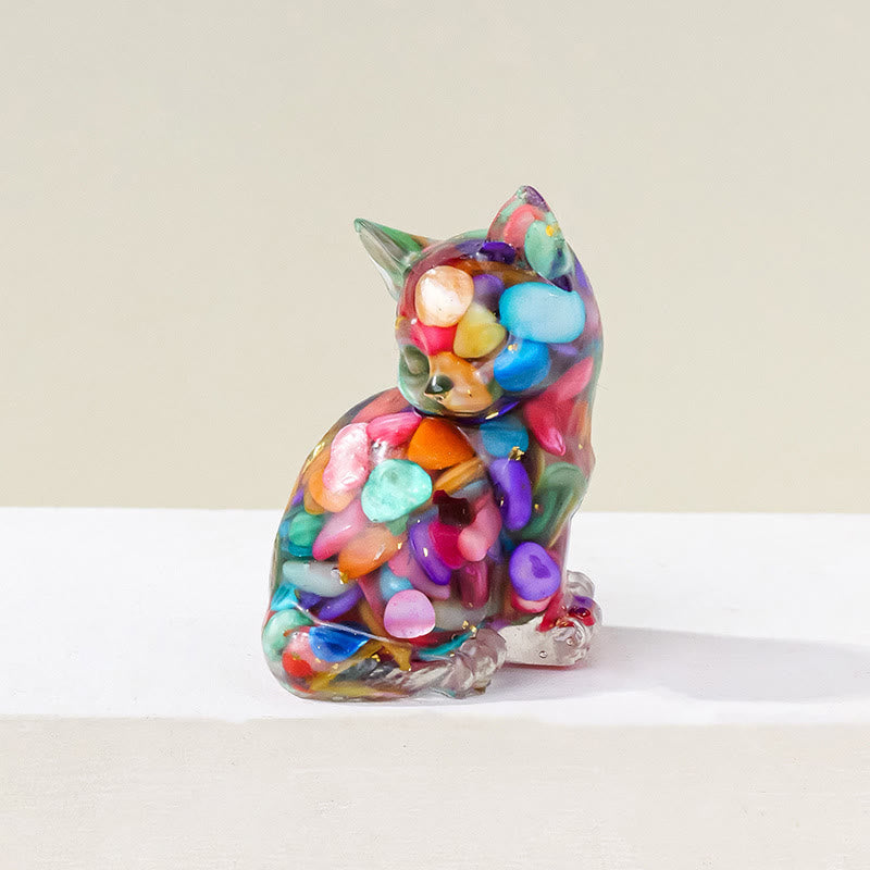 Olivenorma Lucky Charm Crystal Kitten Figurine Gemstone Decoration - Colored Shells - Pose 3 - image 43