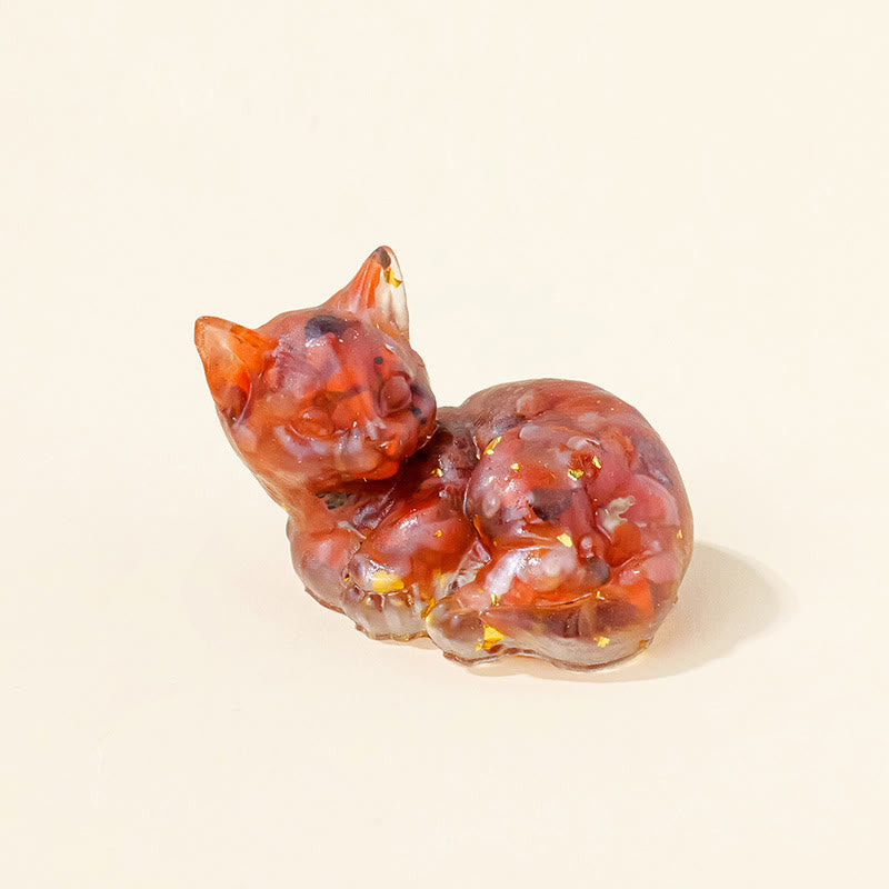 Olivenorma Lucky Charm Crystal Kitten Figurine Gemstone Decoration - Red Agate - Pose 4 - image 26