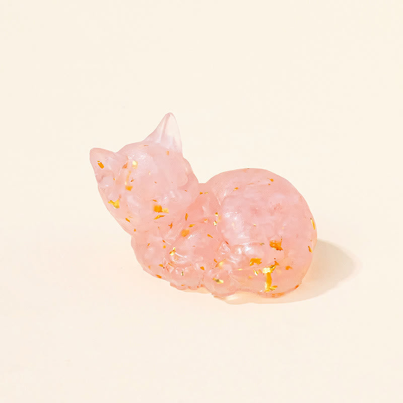Olivenorma Lucky Charm Crystal Kitten Figurine Gemstone Decoration - Rose Quartz - Pose 4 - image 36