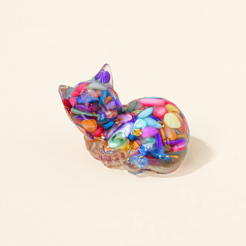 Olivenorma Lucky Charm Crystal Kitten Figurine Gemstone Decoration - Colored Shells - Pose 4 - image 44