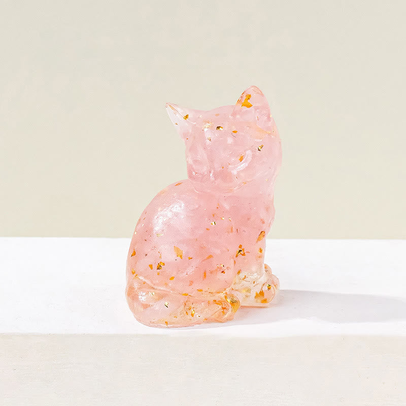 Olivenorma Lucky Charm Crystal Kitten Figurine Gemstone Decoration - Rose Quartz - Pose 3 - image 35