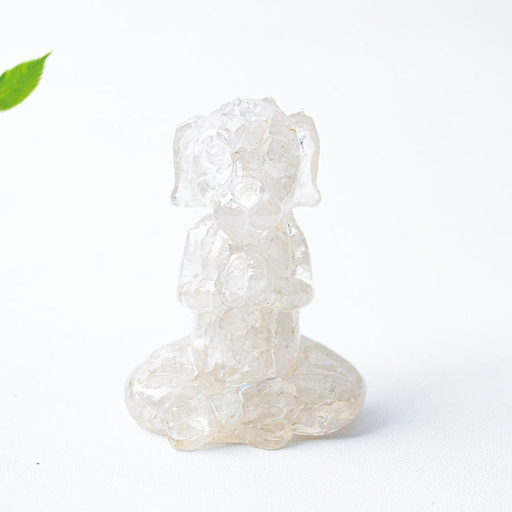 Olivenorma Crystal Epoxy Zen Meditation Dog Gemstone Decoration