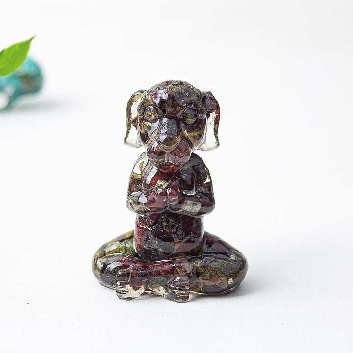 Olivenorma Crystal Epoxy Zen Meditation Dog Gemstone Decoration