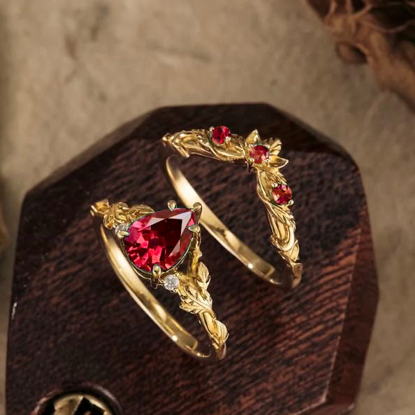 FREE Today: Nature's Embrace - Green Emerald Leaf Ring Set - image 12