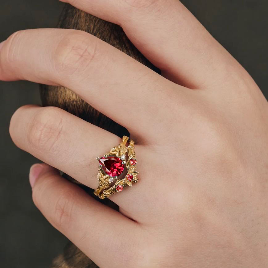 FREE Today: Nature's Embrace - Green Emerald Leaf Ring Set - image 11