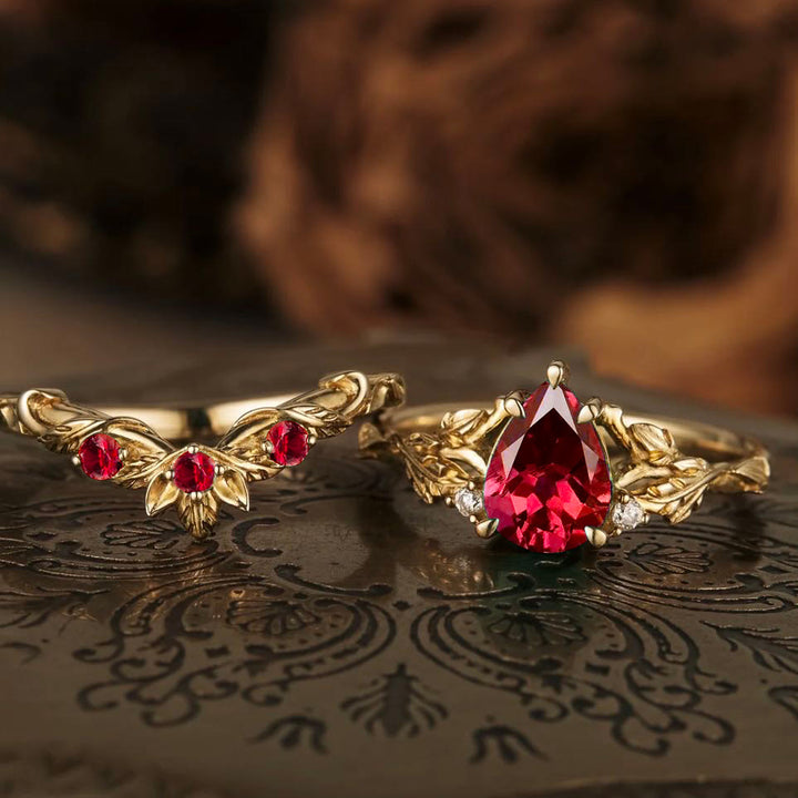 FREE Today: Nature's Embrace - Green Emerald Leaf Ring Set - image 13