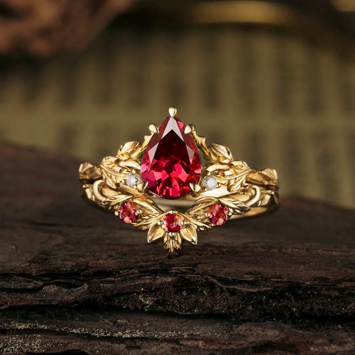 FREE Today: Nature's Embrace - Green Emerald Leaf Ring Set - image 15