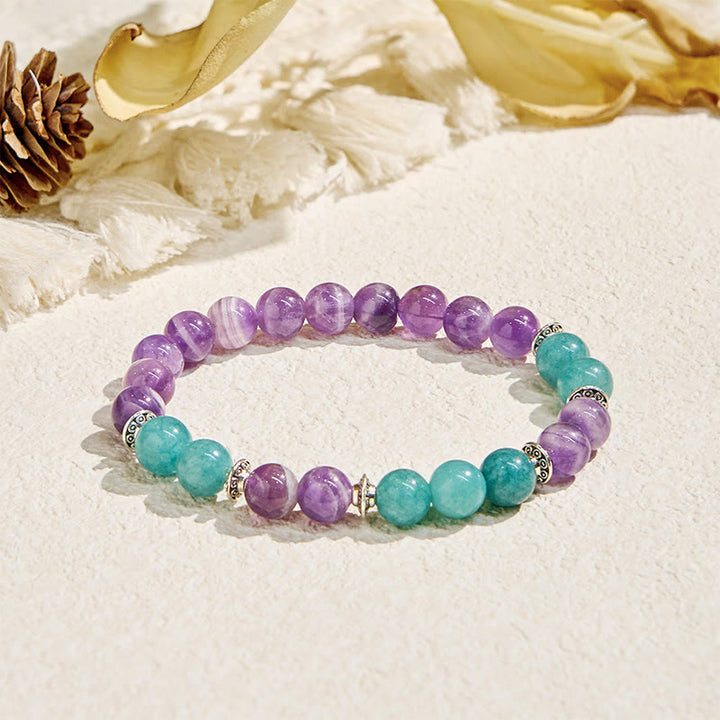 Olivenorma "Seraphic" Amethyst & Aquamarine Harmony Bracelet - Natural Stone - image 1